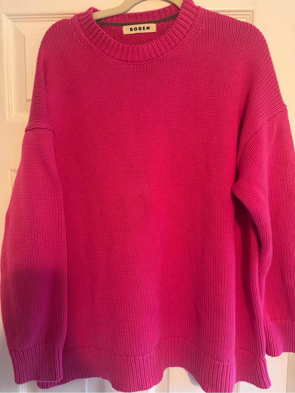 Boden Bright Pink Crewneck Knit Sweater